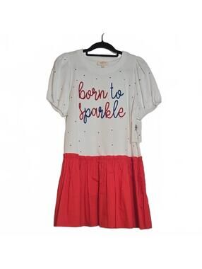 Peach Love California White Red 'Born To Sparkle' Dress Size Medium